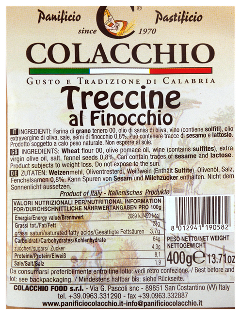 Picture of COLACCHIO TRECCINE FENNEL 400G