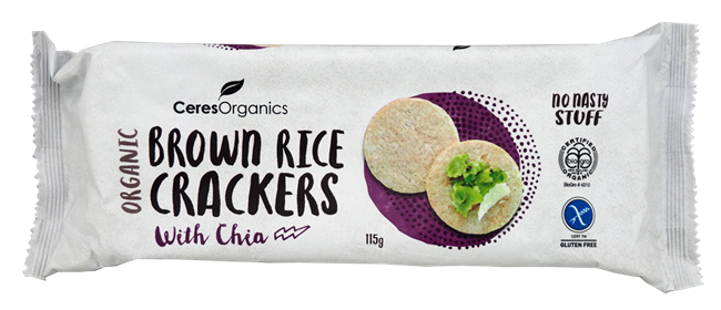 Picture of CERES ORGANICS ORGANIC BROWN RICE CRACKERS WITH CHIA 115g
