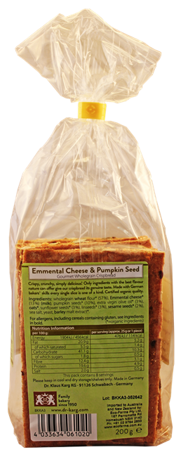 Picture of DR KARG'S EMMENTAL CHEESE & PUMPKIN SEED 200g