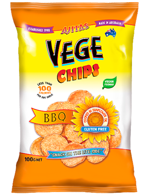 Picture of AJITAS VEGE CHIPS BBQ STYLE 100g,  GLUTEN FREE, VEGAN