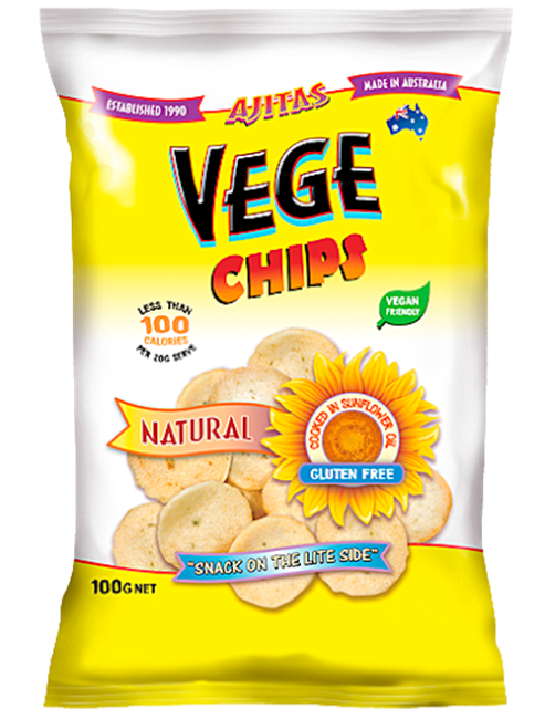 Picture of AJITAS VEGE CHIPS NATURAL 100g, GLUTEN FREE, KOSHER, VEGAN