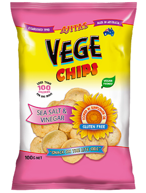 Picture of AJITAS VEGE CHIPS SALT & VINEGAR 100g, GLUTEN FREE, KOSHER, VEGAN