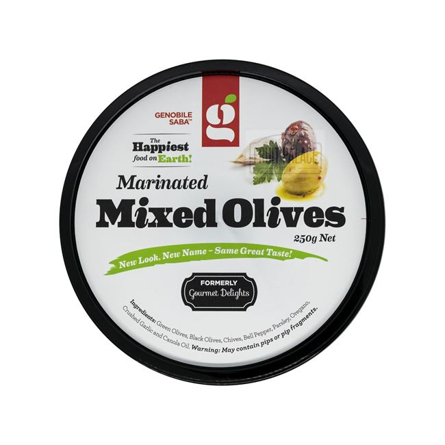 Picture of GENOBILE SABA MIXED MARINATED OLIVES TUB 250g