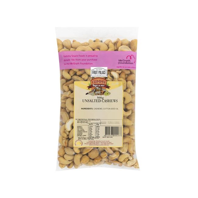 Picture of YUMMY SNACK UNSALTED CASHEWS 500g