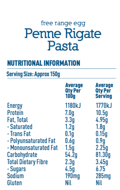 Picture of ARDOR FOODS FREE RANGE EGG PENNE RIGATE PASTA 400g