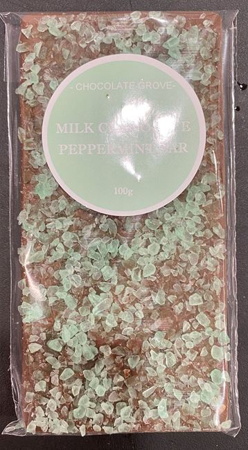 Picture of CHOCOLATE GROVE MILK CHOCOLATE PEPPEMINT BAR 100g