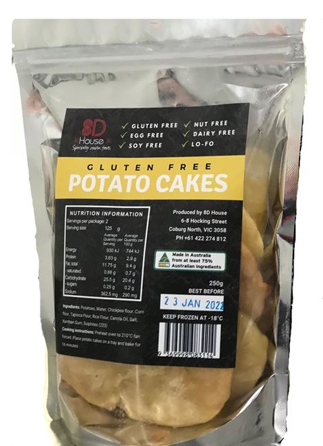 Picture of 8D HOUSE GLUTEN FREE POTATO CAKES 250g