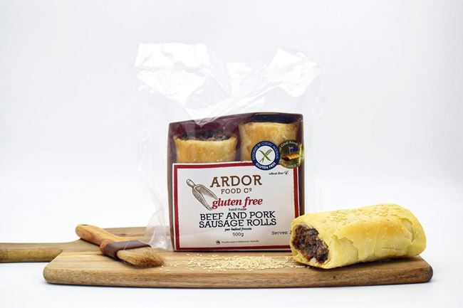 Picture of ARDOR FOOD BEEF & PORK SAUSAGE ROLLS X2 500g, GLUTEN FREE,