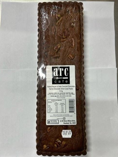 Picture of ARC CAFE BAKED  PECAN AND DATE CARAMEL CHOCOLATE TART 700G