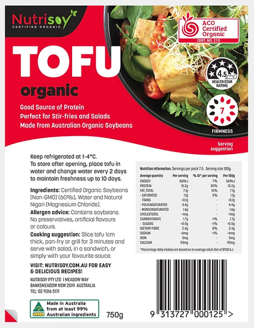 Picture of NUTRISOY ORGANIC TOFU 750G