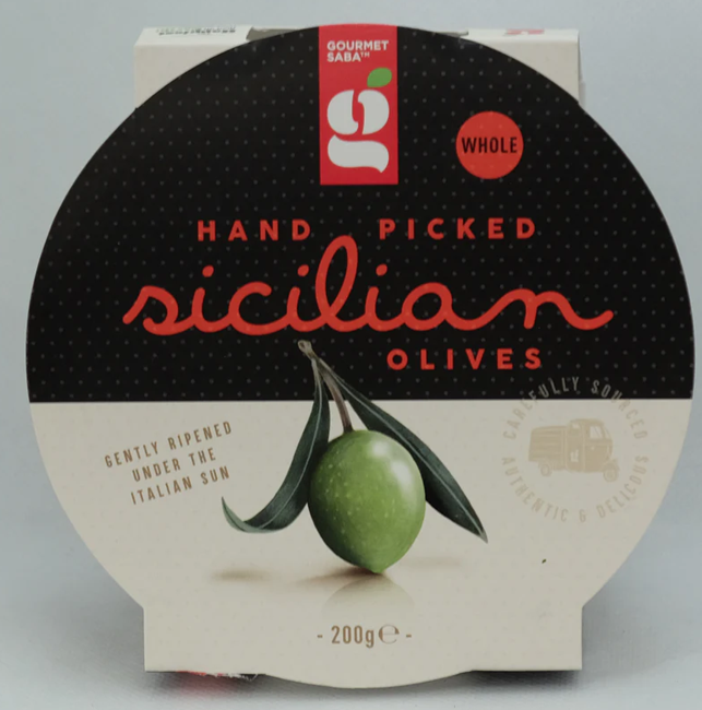 Picture of GENOBILE SABA SICILIAN OLIVES TUB 200g